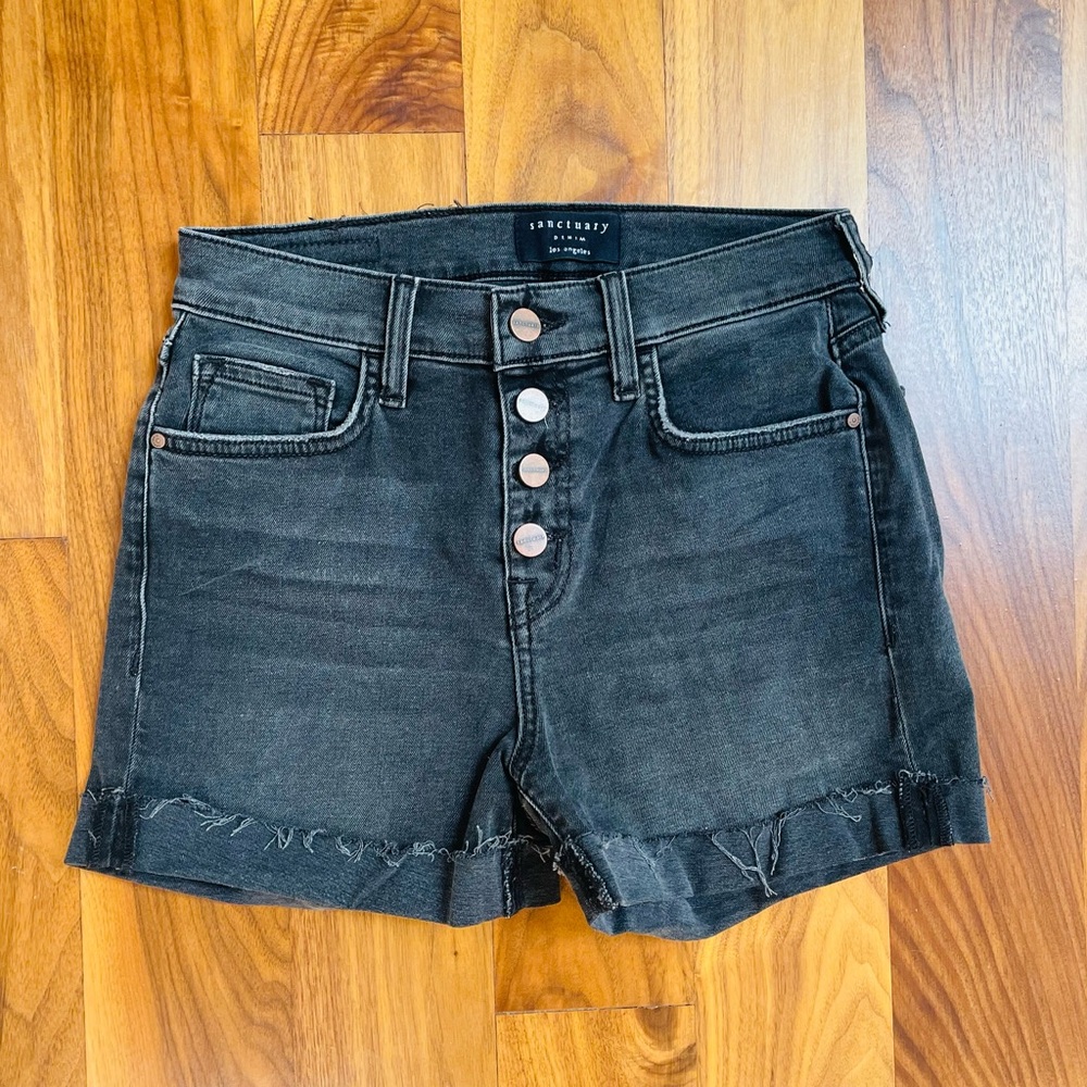 Sanctuary Black Jean Shorts High-Waisted Classic